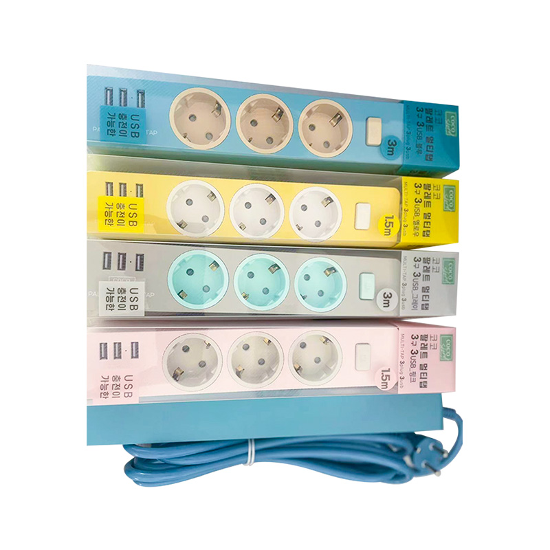 3 فروشگاه رنگارنگ KC سوکت استاندارد با 3 درگاه USB و 1 سوئیچ اصلی