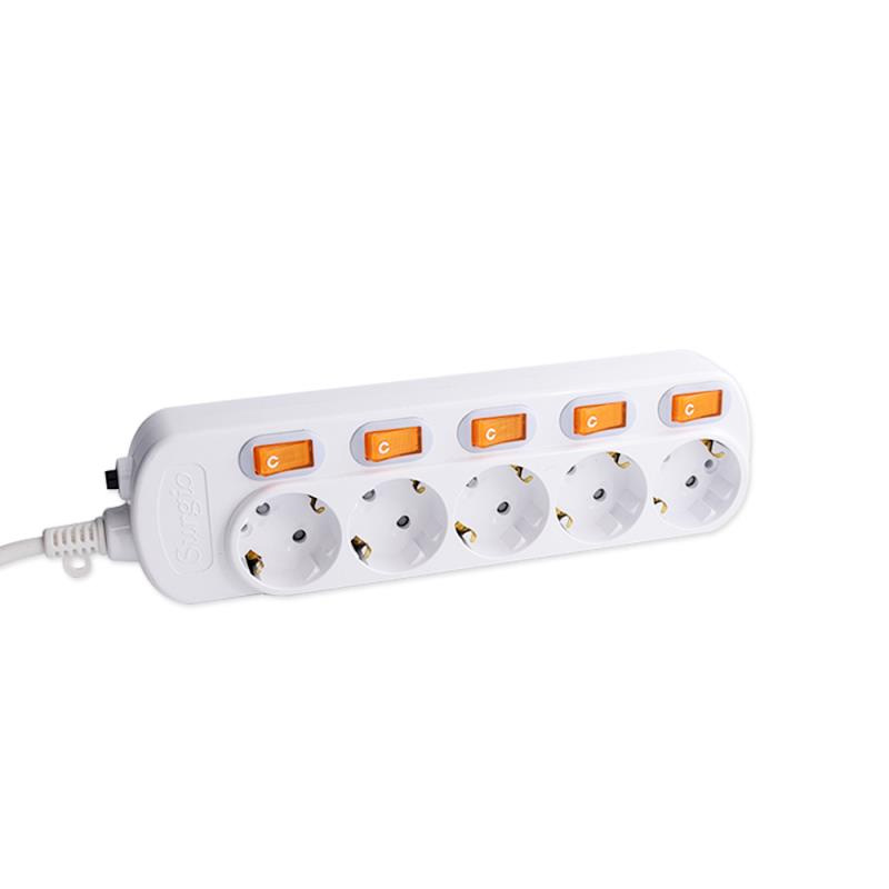 PC Shell 5 Outlets Socket Standard EU با سوئیچ مستقل